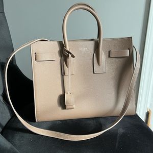 Saint Laurent Sac de Jour (small size) in Porte colored Pebbled Leather